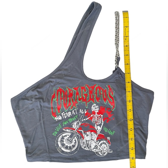 NWT • One Shoulder Cut Out Chain Top - Picture 7 of 13